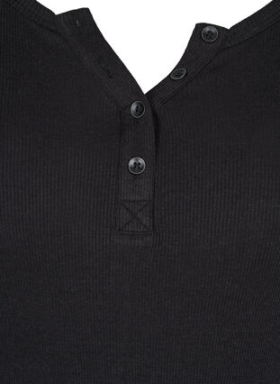 Langarm Bluse in Rippqualität mit Knöpfen, Black, Packshot image number 2