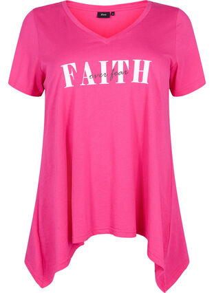 T-Shirt aus Baumwolle mit kurzen Ärmeln, Shocking Pink FAITH, Packshot image number 0