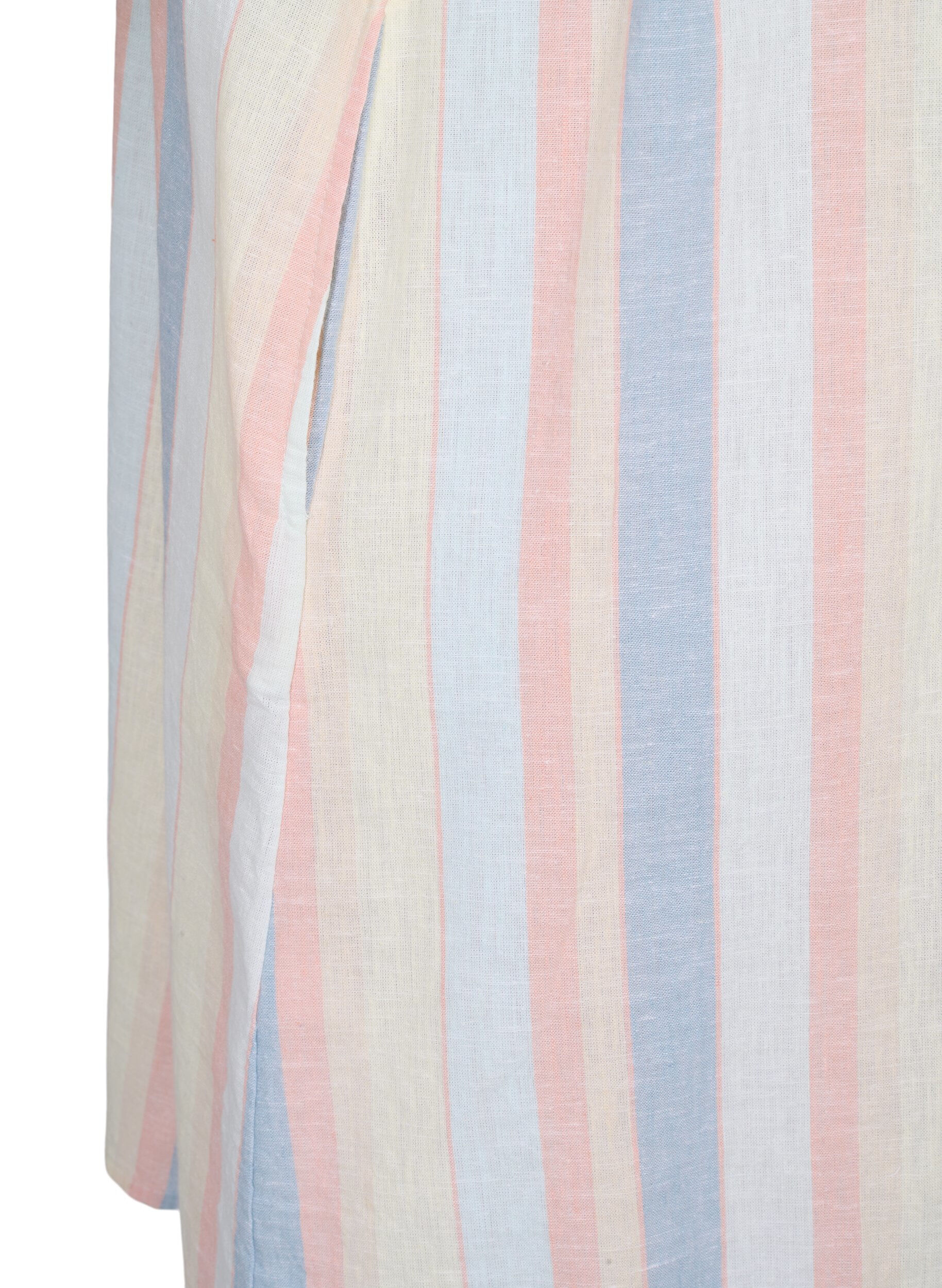 Zizzi Kurzes Kleid aus Baumwollmischung mit Leinen, Multi Color Stripe, Packshot image number 3