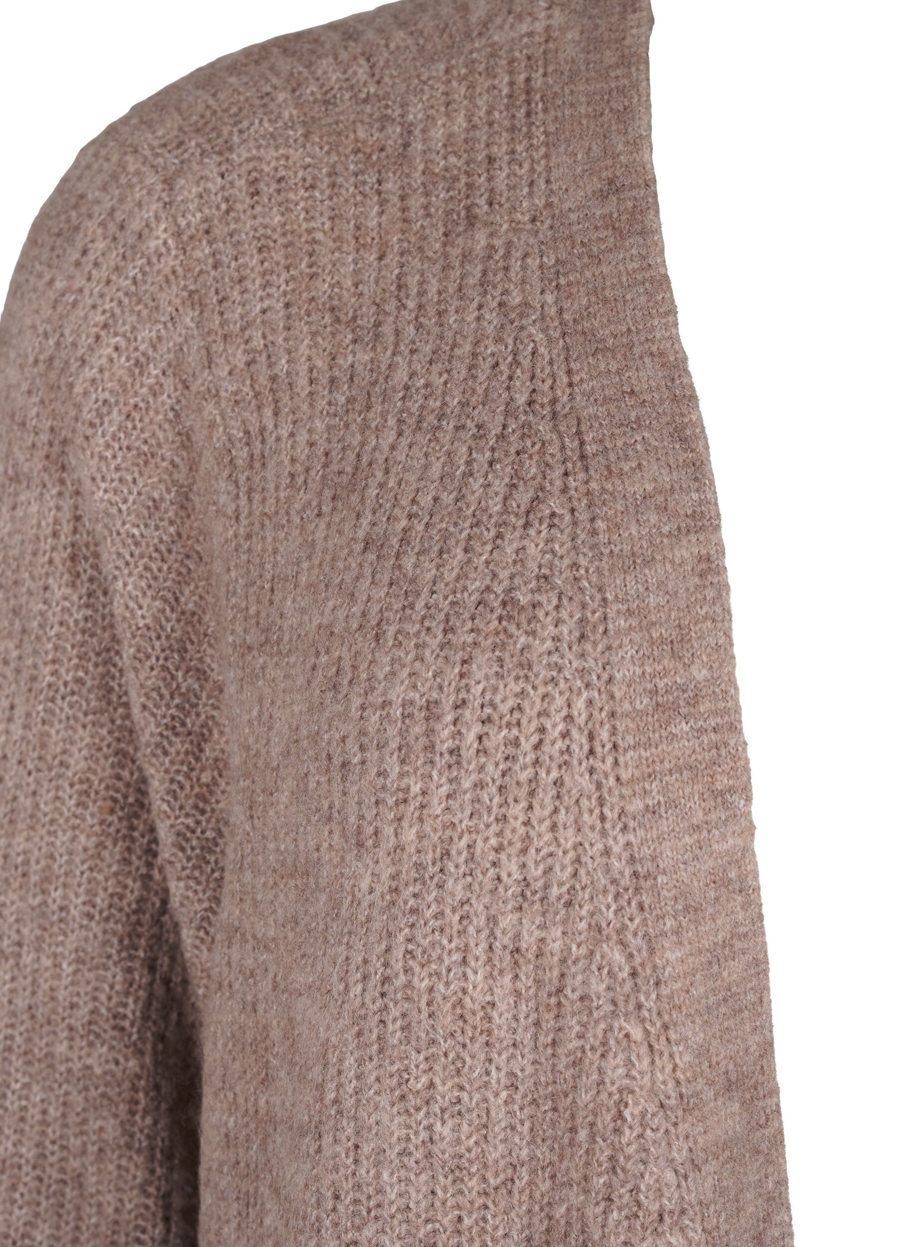 Zizzi FLASH - Gerippter Cardigan mit Schlitzen, Brown Lentil Melange, Packshot image number 2