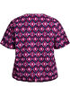Baumwoll-Bluse mit Print und kurzen Ärmeln, Pink, Packshot image number 1