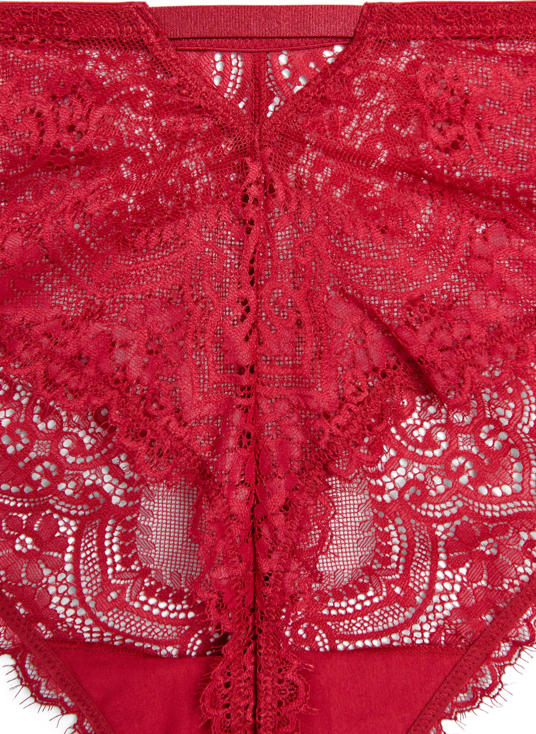Zizzi Tanga aus Spitze mit Schl&uuml;sselloch-Detail hinten, Rot, Packshot image number 3