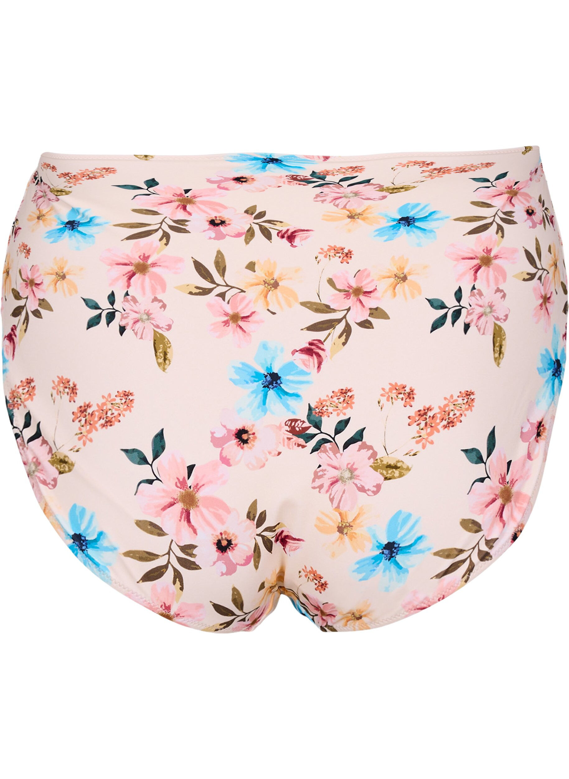 Zizzi Extra hoch taillierter Bikini-Slip mit Blumenmuster, Beige, Packshot image number 1