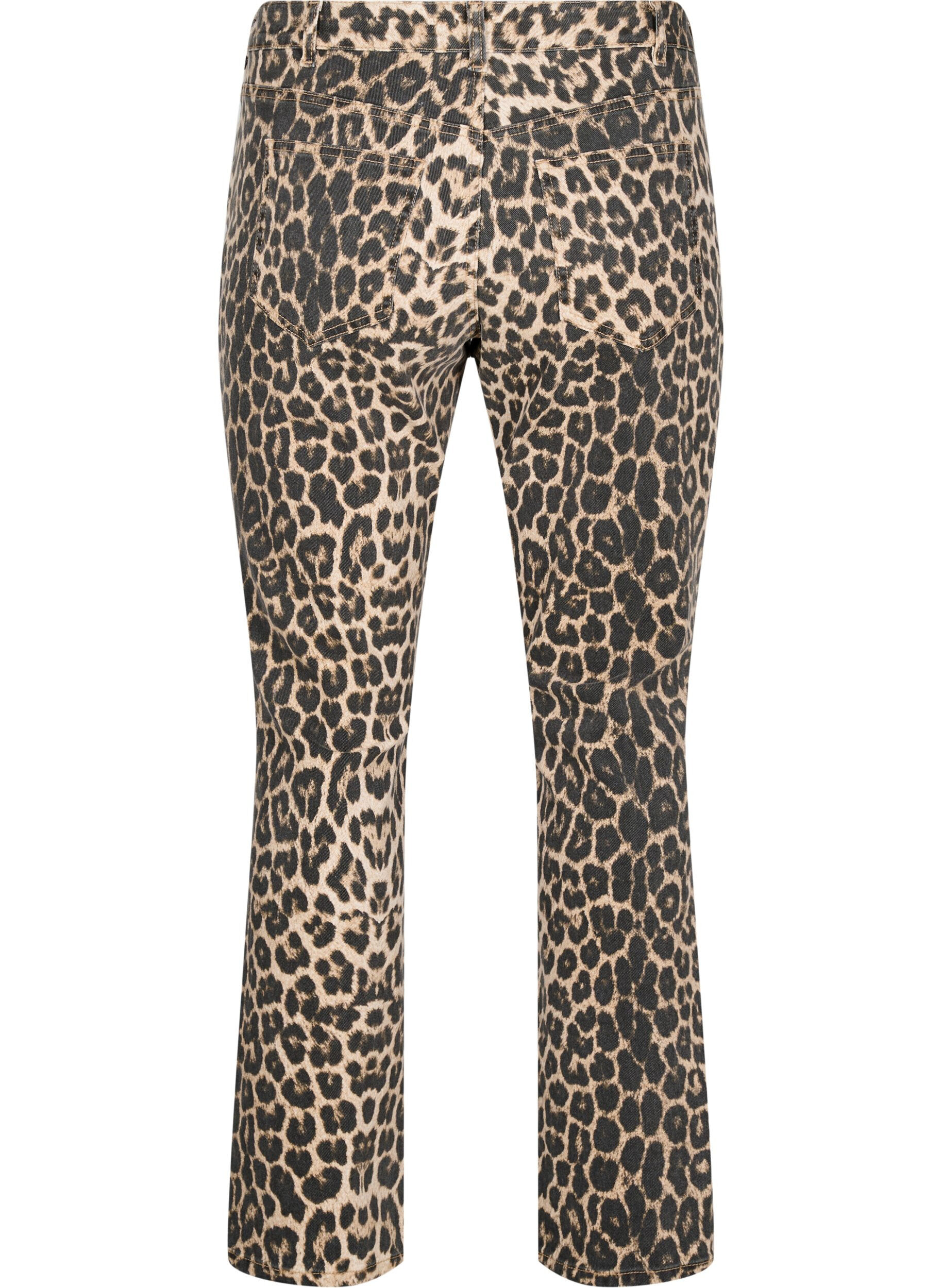 Zizzi Emily Jeans mit Leoparden-Print, Braun, Packshot image number 1