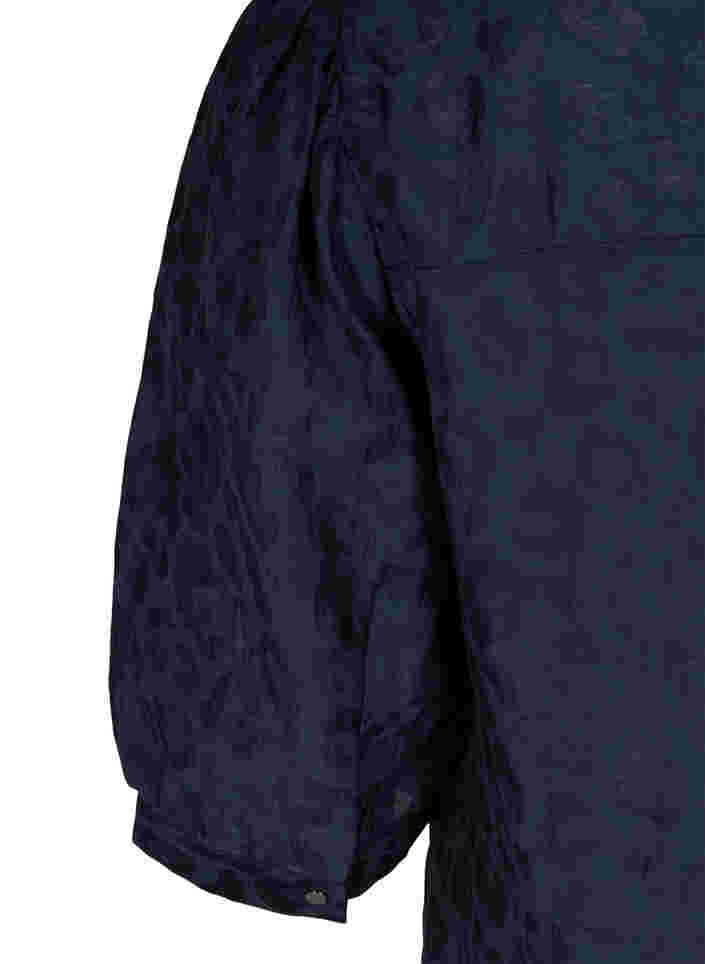 Bluse mit 2/4-Ärmeln und Tone-in-Tone Muster, Navy Blazer, Packshot image number 3