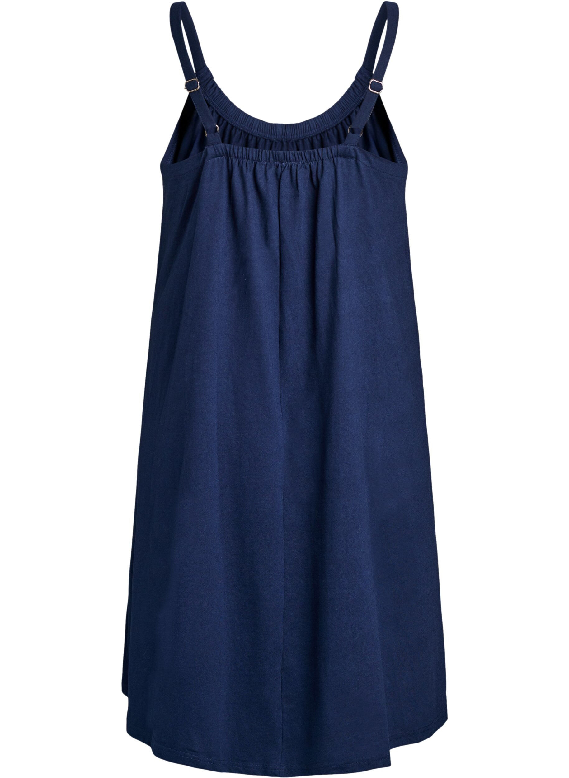 Zizzi Midi-Tr&auml;gerkleid aus Bio-Baumwolle, Blau, Packshot image number 1