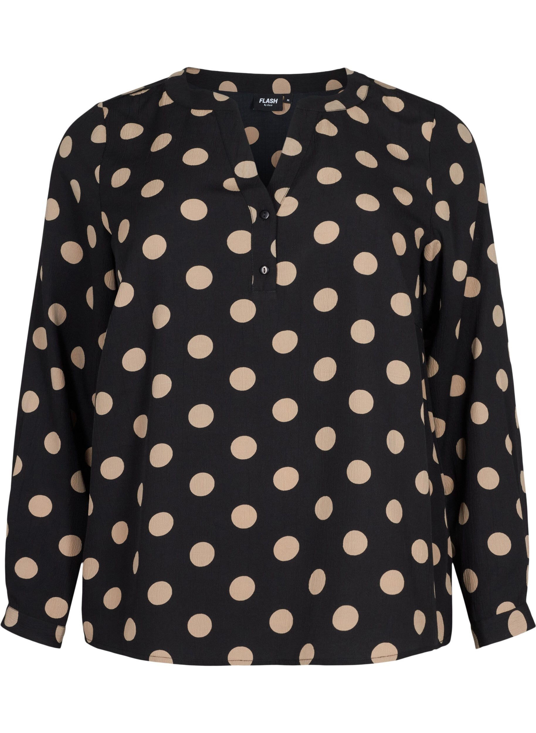 Zizzi FLASH &ndash; Lang&auml;rmlige Bluse mit Druck, Black Brown Dot, Packshot image number 0