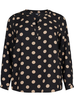 FLASH - Langärmelige Bluse mit Print, Black Brown Dot, Packshot image number 0
