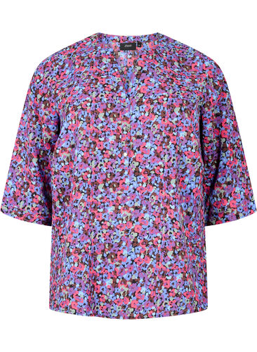 Bluse mit 3/4 Ärmeln und Druck, Ditsy Flower, Packshot image number 0