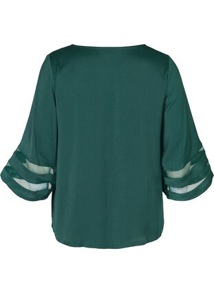 Einfarbige Bluse mit 3/4-Ärmeln und V-Ausschnitt, Pine Grove, Packshot image number 1