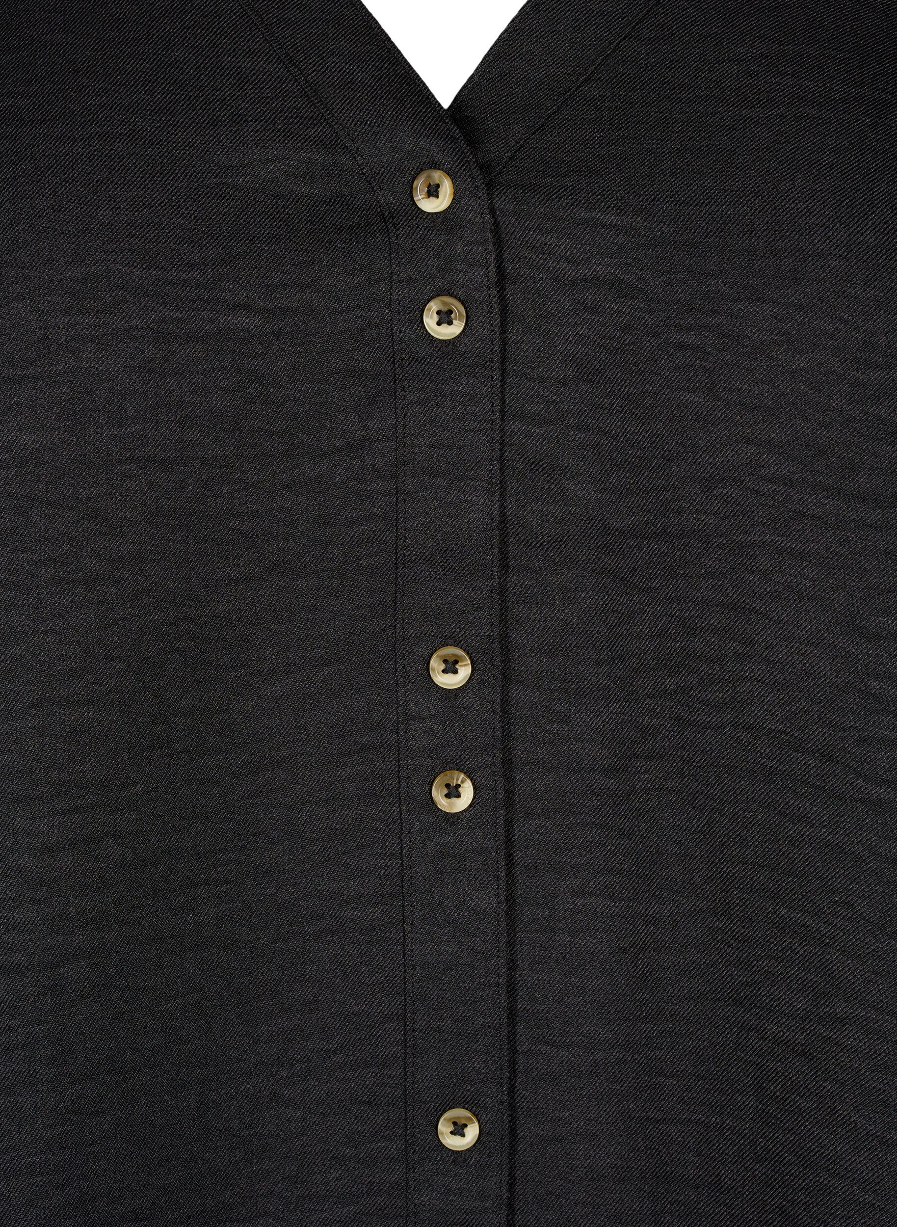 Zizzi Hemdbluse mit V-Ausschnitt und kurzen &Auml;rmeln, Schwarz, Packshot image number 2