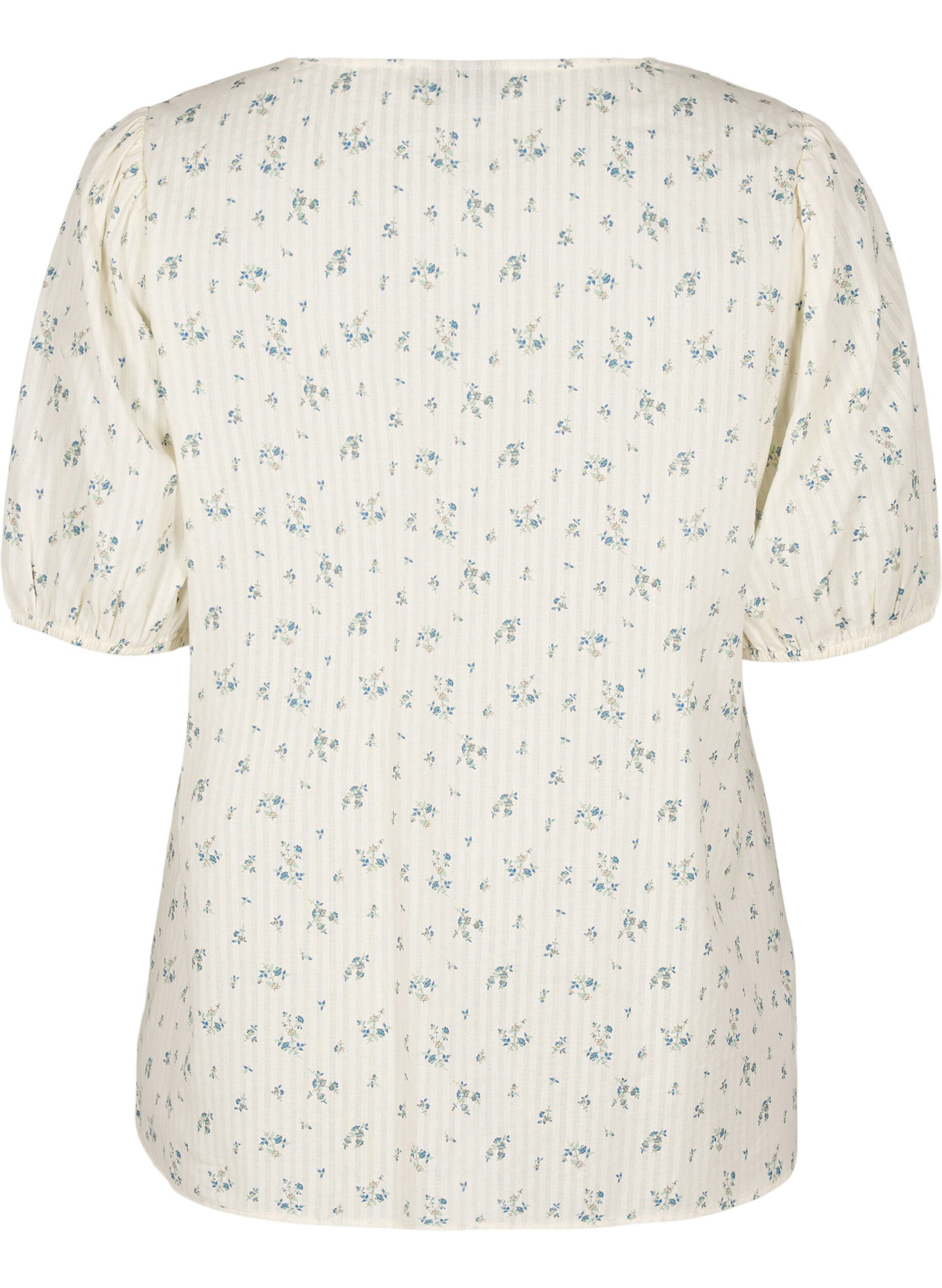 Zizzi Bluse mit kurzen Puff&auml;rmeln und Raffung, Wei&szlig;, Packshot image number 1