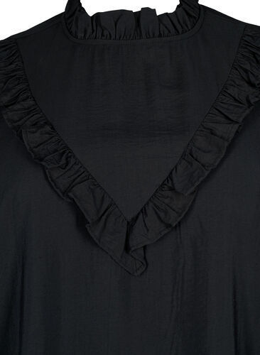 Viskose-Bluse mit Rüschen, Black, Packshot image number 2