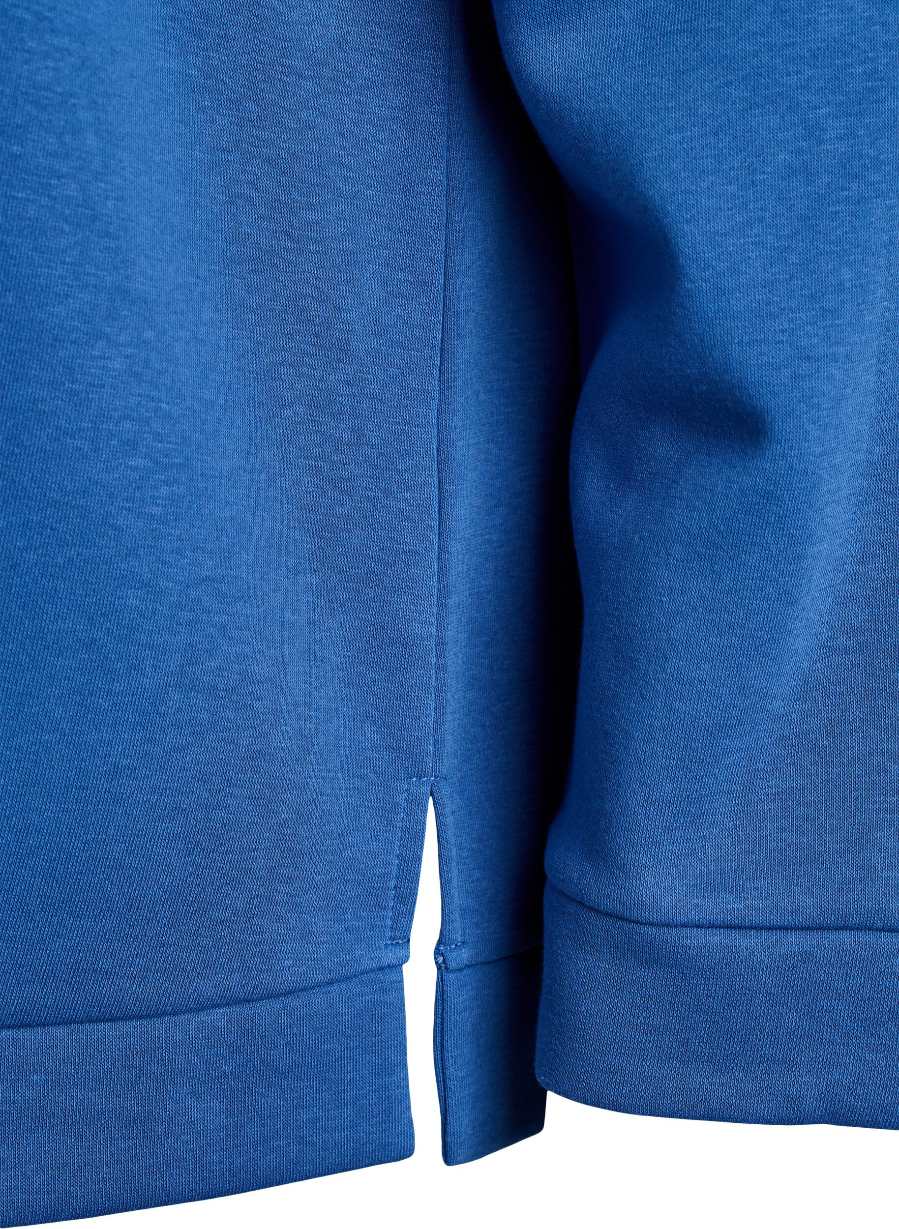 Zizzi Sweatshirt mit hohem Kragen und Rei&szlig;verschluss, Blau, Packshot image number 3