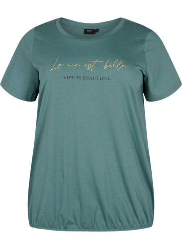 Kurzärmliges T-Shirt aus Baumwolle mit Gummizug am Saum, Sea Pine W. Life, Packshot image number 0