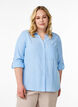 Bluse aus Leinen und Viskose mit 3/4-&Auml;rmeln, Blau, Model image number 0