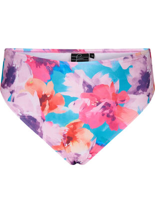 Bikinihose mit Aufdruck und hoher Taille, Pink Flower, Packshot image number 0