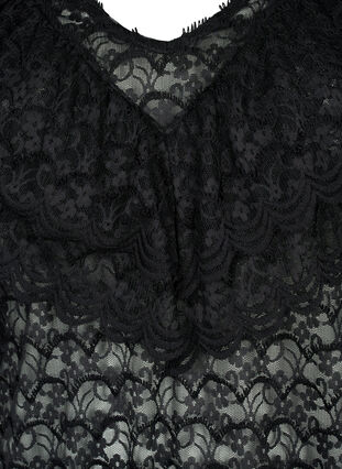 Kurzärmelige Bluse mit Rüschen, Black, Packshot image number 2
