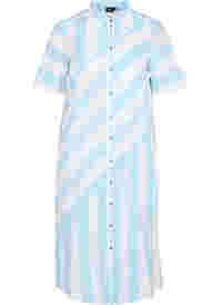 Kurzärmeliges Hemdkleid aus Baumwolle mit Streifen