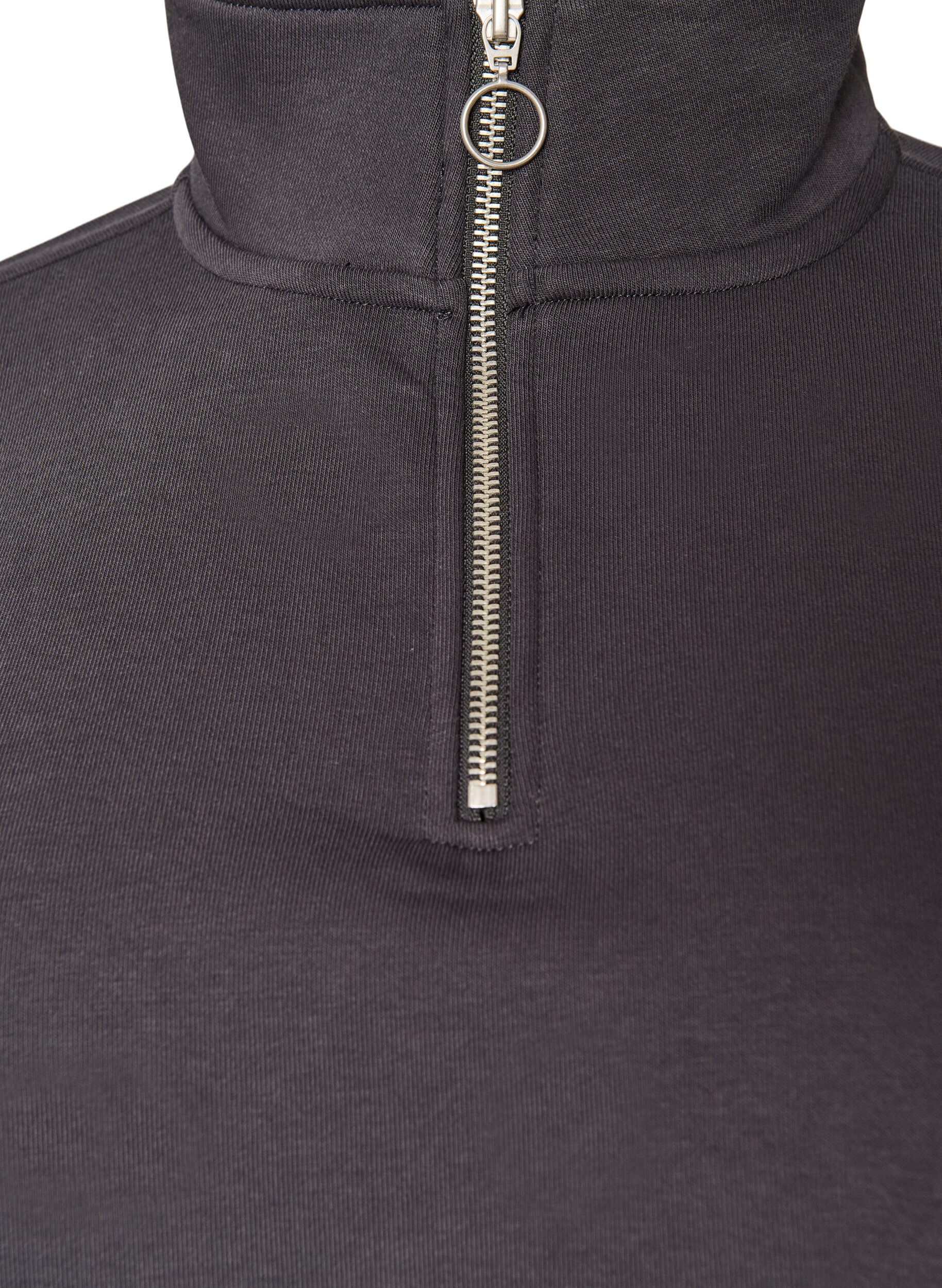 ZizziSweatshirt mit Teddy-&Auml;rmeln und hohem Kragen, Grau, Packshot image number 2