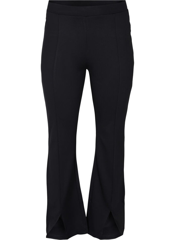 Flared Hose mit Schlitz vorne Schwarz Gr. 4264 Zizzi