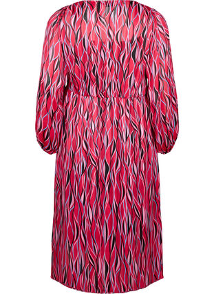 Langärmliges Midi-Kleid mit Druck, Fuchsia Pink AOP, Packshot image number 1