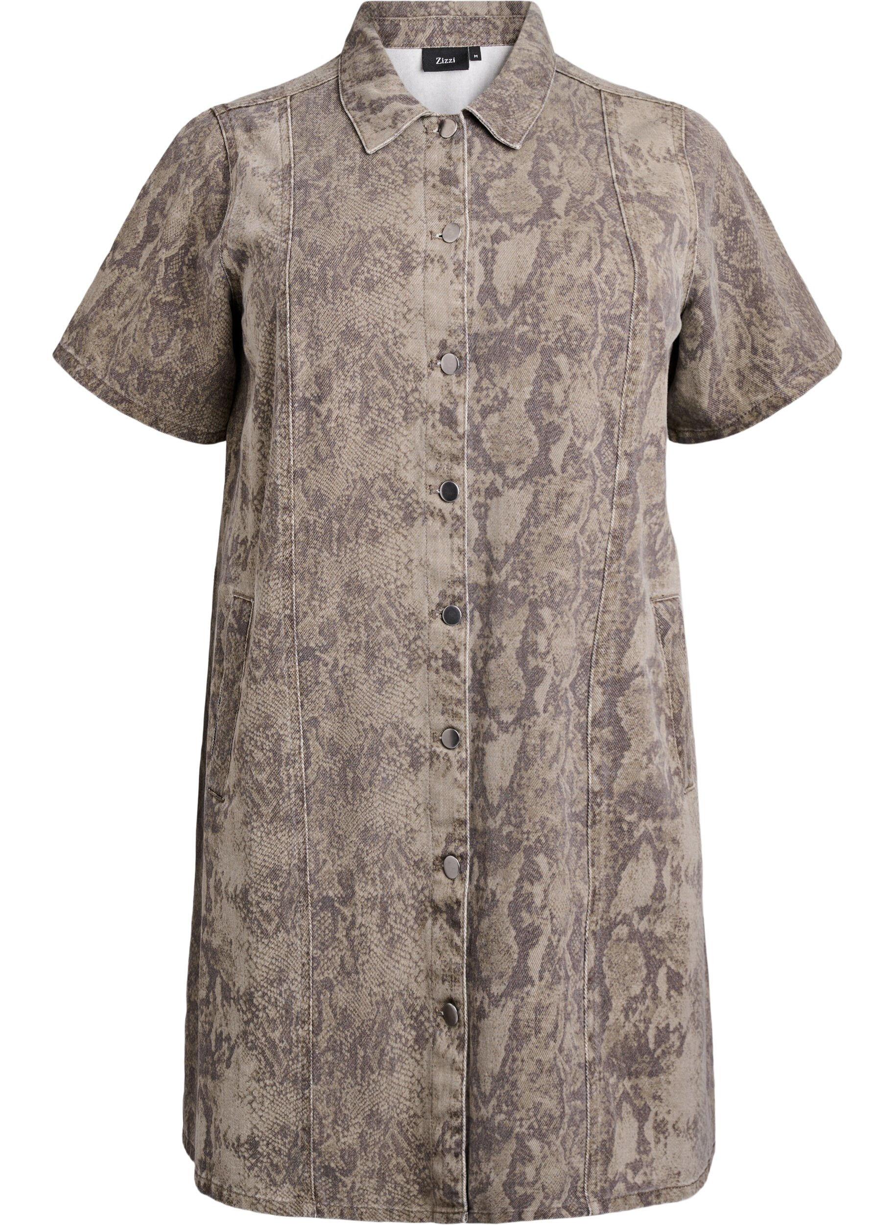 Kurzes Jeanskleid mit Schlangenmuster