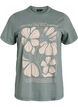 T-Shirt aus Bio-Baumwolle mit Textaufdruck und Blumenprint, Grün, Packshot image number 0
