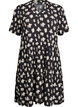 Gemustertes Kleid mit Eins&auml;tzen, Schwarz, Packshot image number 0
