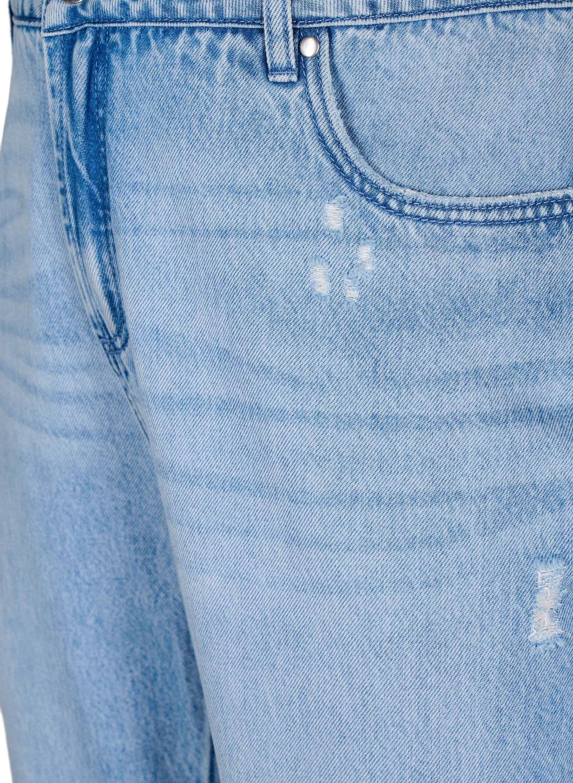 Zizzi Mille Mom Fit Jeans mit Destroyed-Details, Light Blue Denim, Packshot image number 2