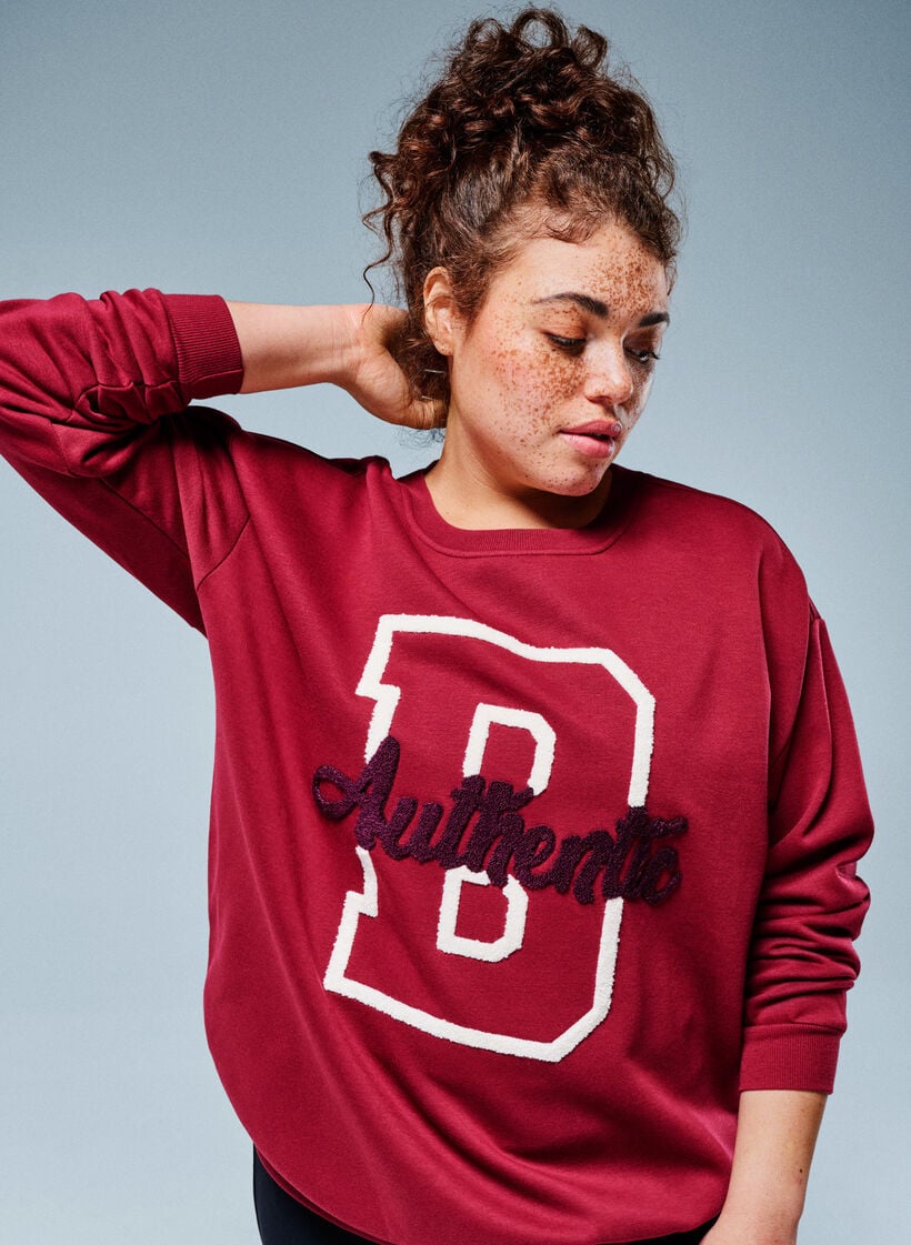Sweatshirt mit Motiv auf der Vorderseite, Dunkles Bordeaux, Image image number 0