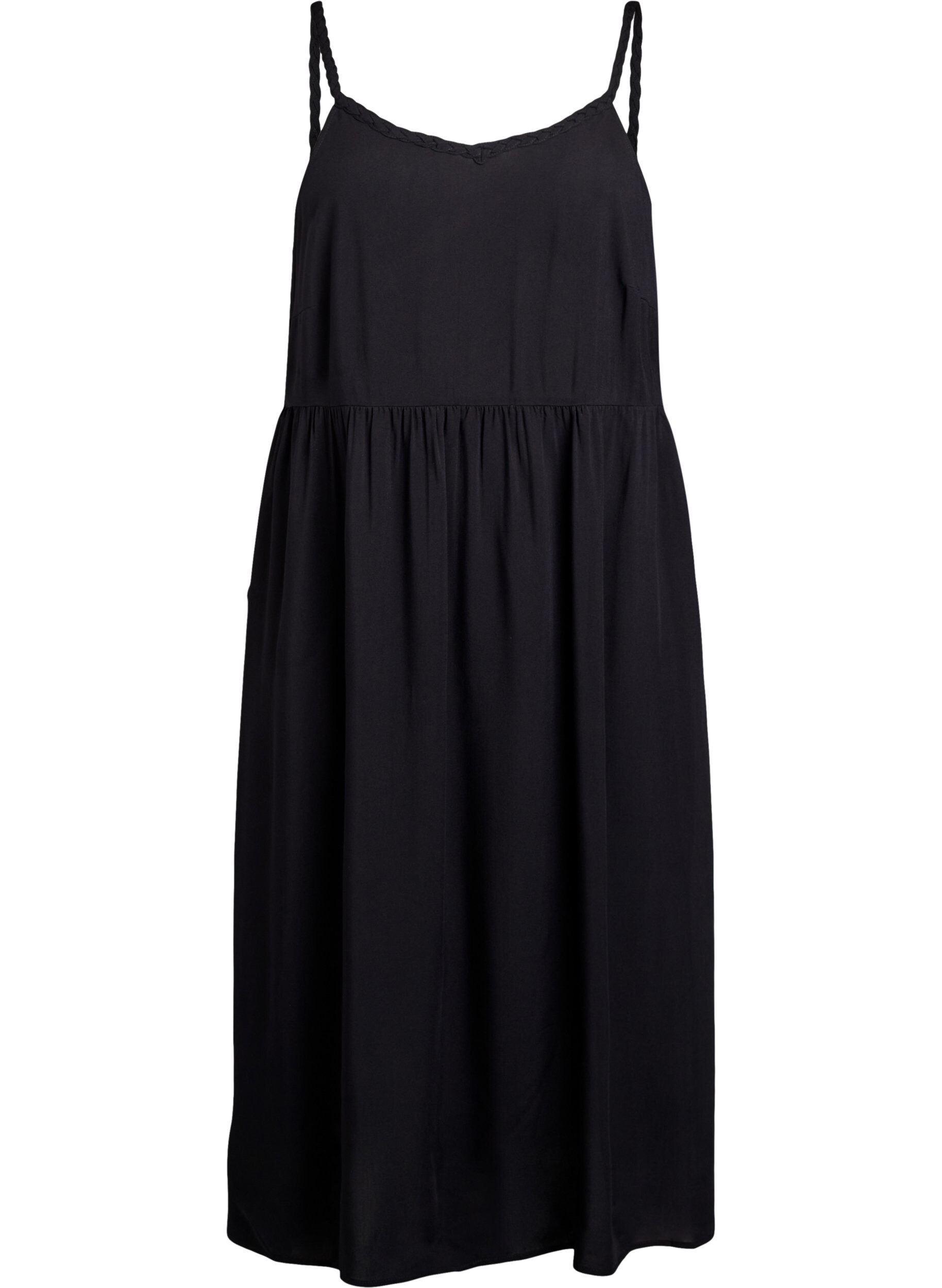 Zizzi Midi-Tr&auml;gerkleid mit gesmoktem R&uuml;ckenteil, Schwarz, Packshot image number 0
