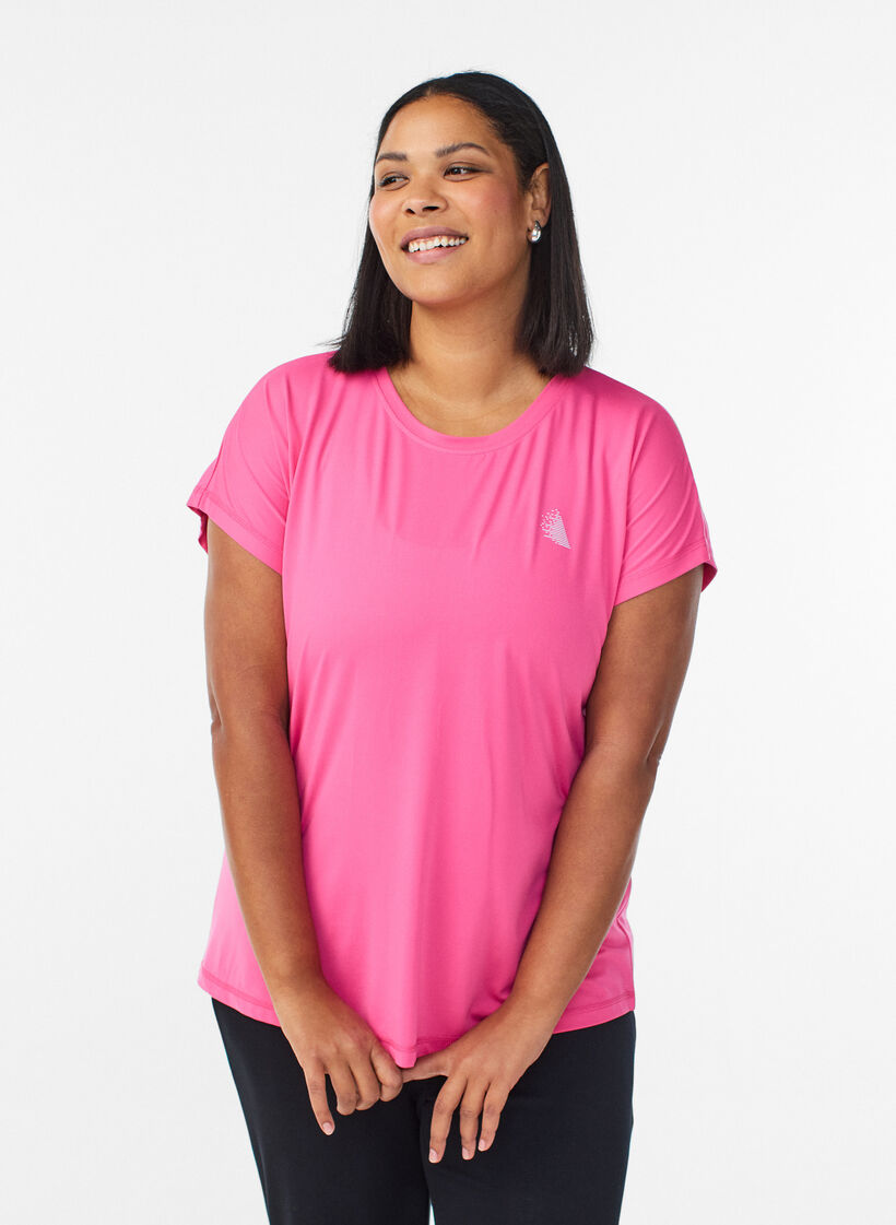 Einfarbiges Trainings-T-Shirt, Pink, Model image number 0