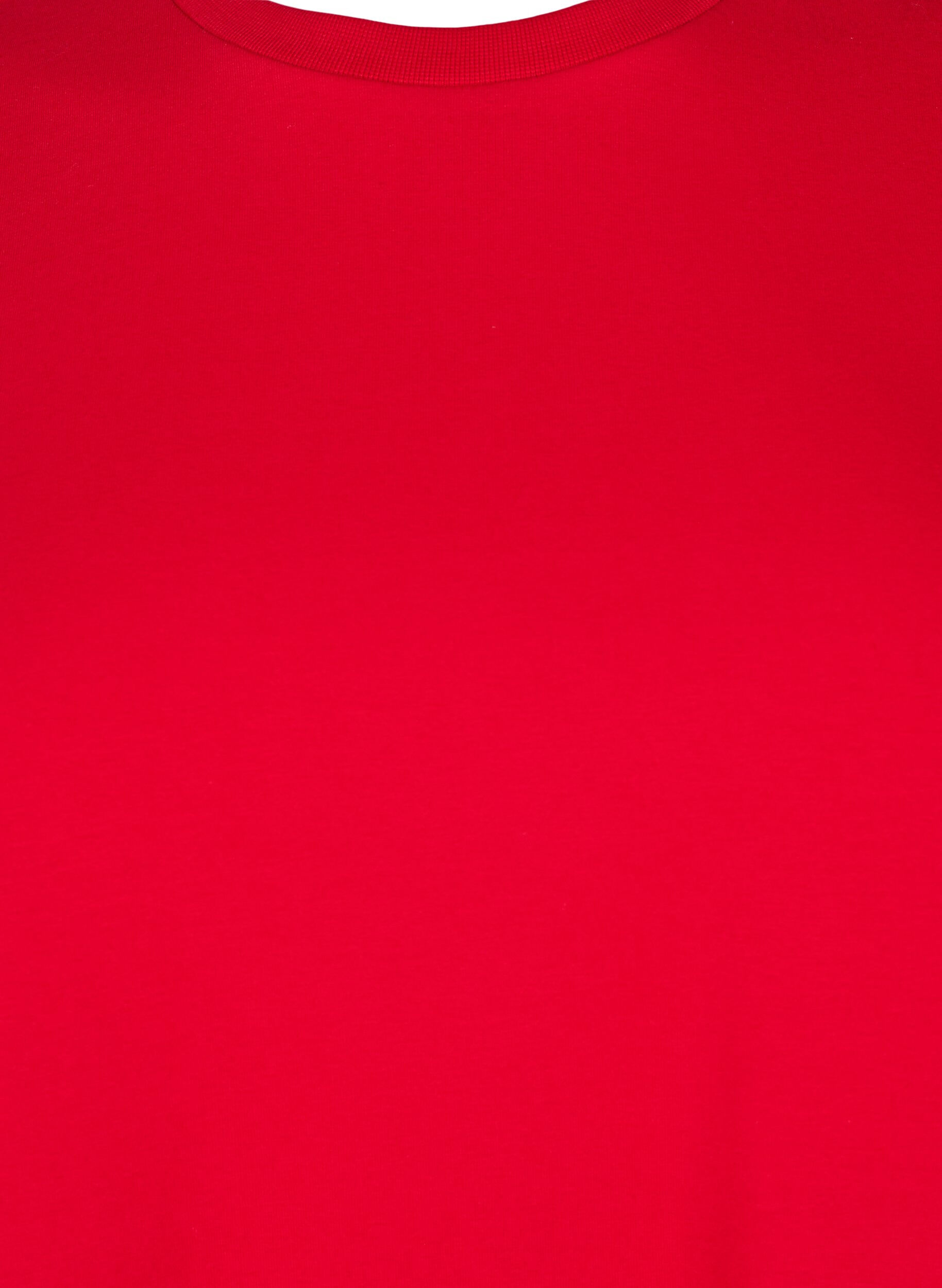 Zizzi T-Shirt aus Bio-Baumwolle mit Rundhalsausschnitt, Salsa, Packshot image number 2