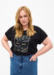 T-Shirt aus Bio-Baumwolle mit Golddruck, Black W. Free, Model image number 0
