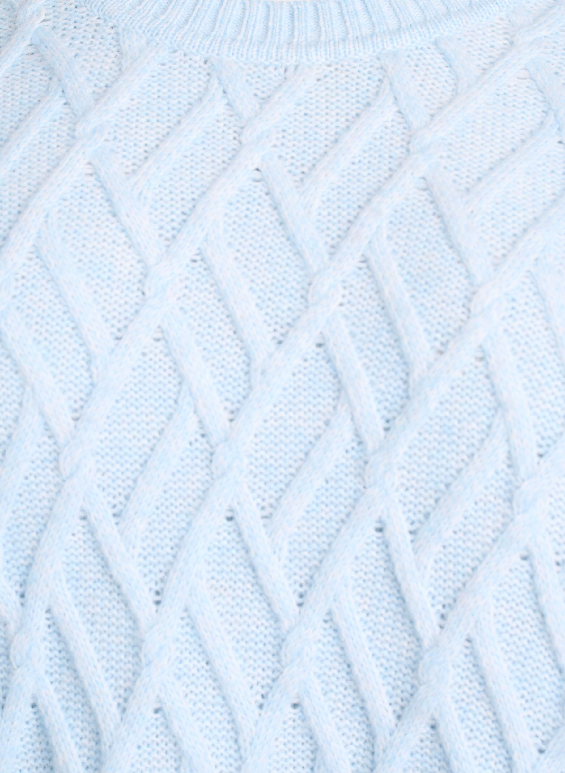 Zizzi Strickbluse mit Zopfmuster und Rundhalsausschnitt, Blau, Packshot image number 2