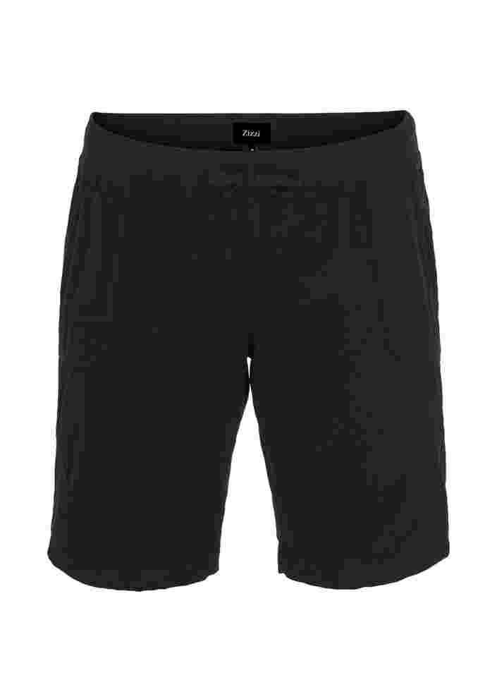 Lockere Shorts aus Baumwolle mit Taschen , Black, Packshot image number 0