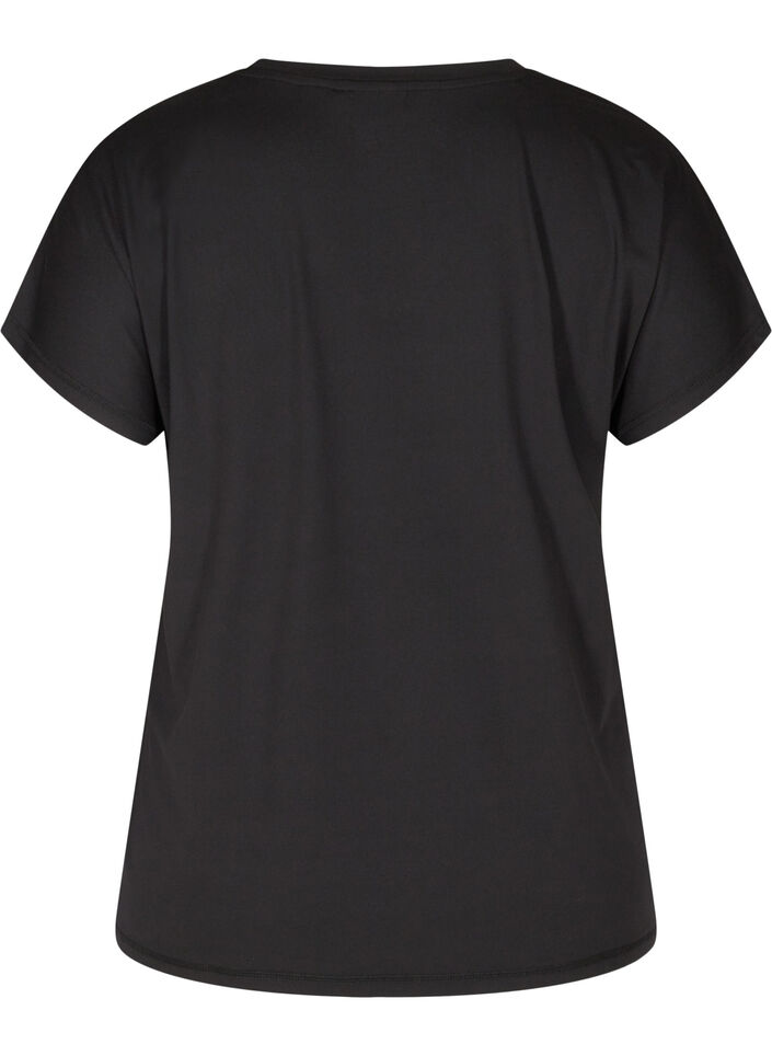 Lockeres Trainings-T-Shirt mit V-Ausschnitt, Schwarz, Packshot