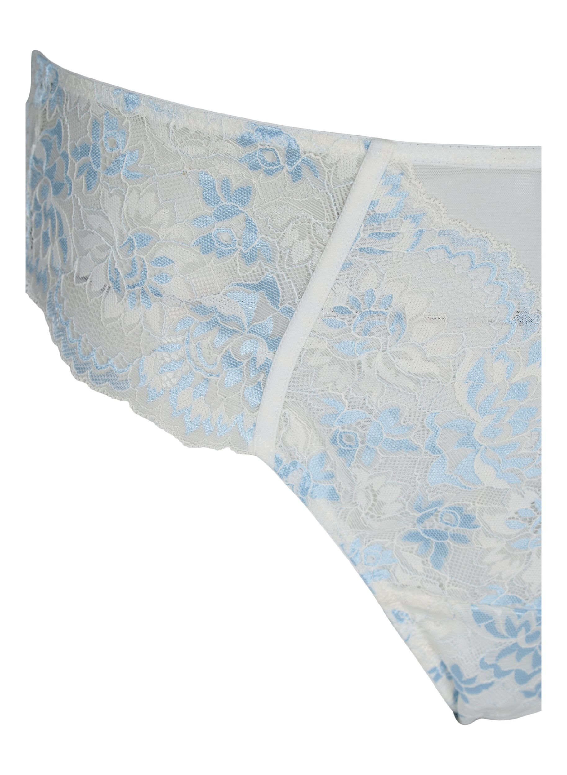 Zizzi G-String mit Spitze und regul&auml;rer Taille, Tofu w. blue, Packshot image number 2