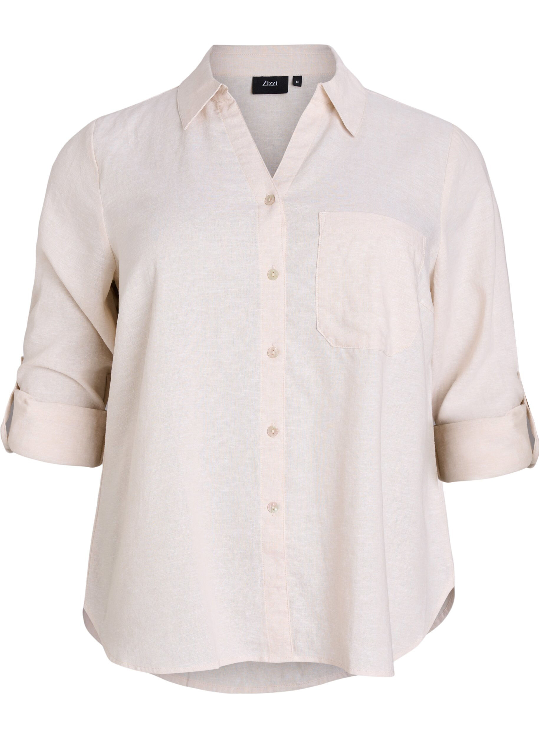 ZizziBluse aus Leinen und Viskose mit 3/4-&Auml;rmeln, Beige, Packshot image number 0