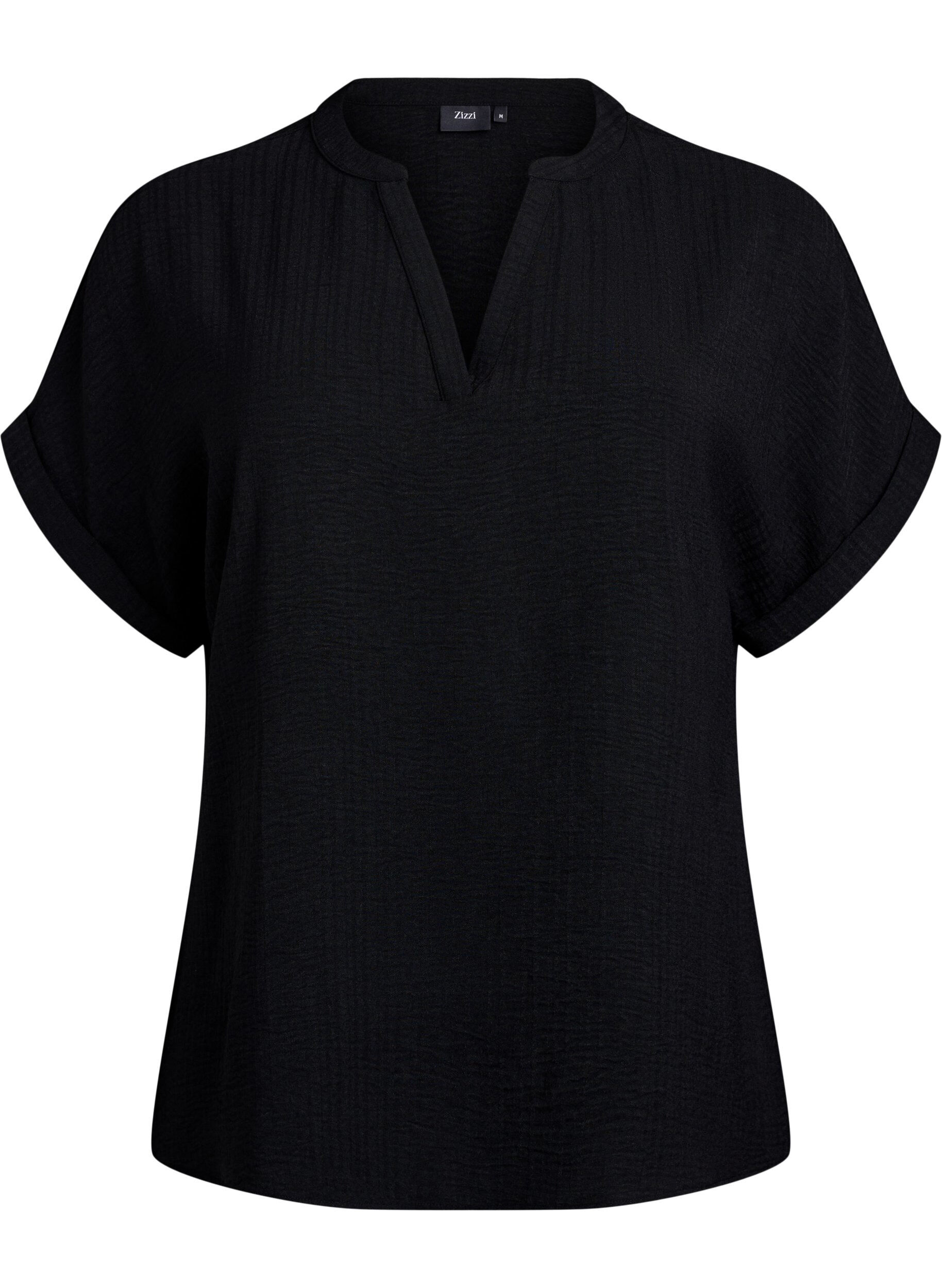 ZizziLockere Bluse mit kurzen &Auml;rmeln, Schwarz, Packshot image number 0