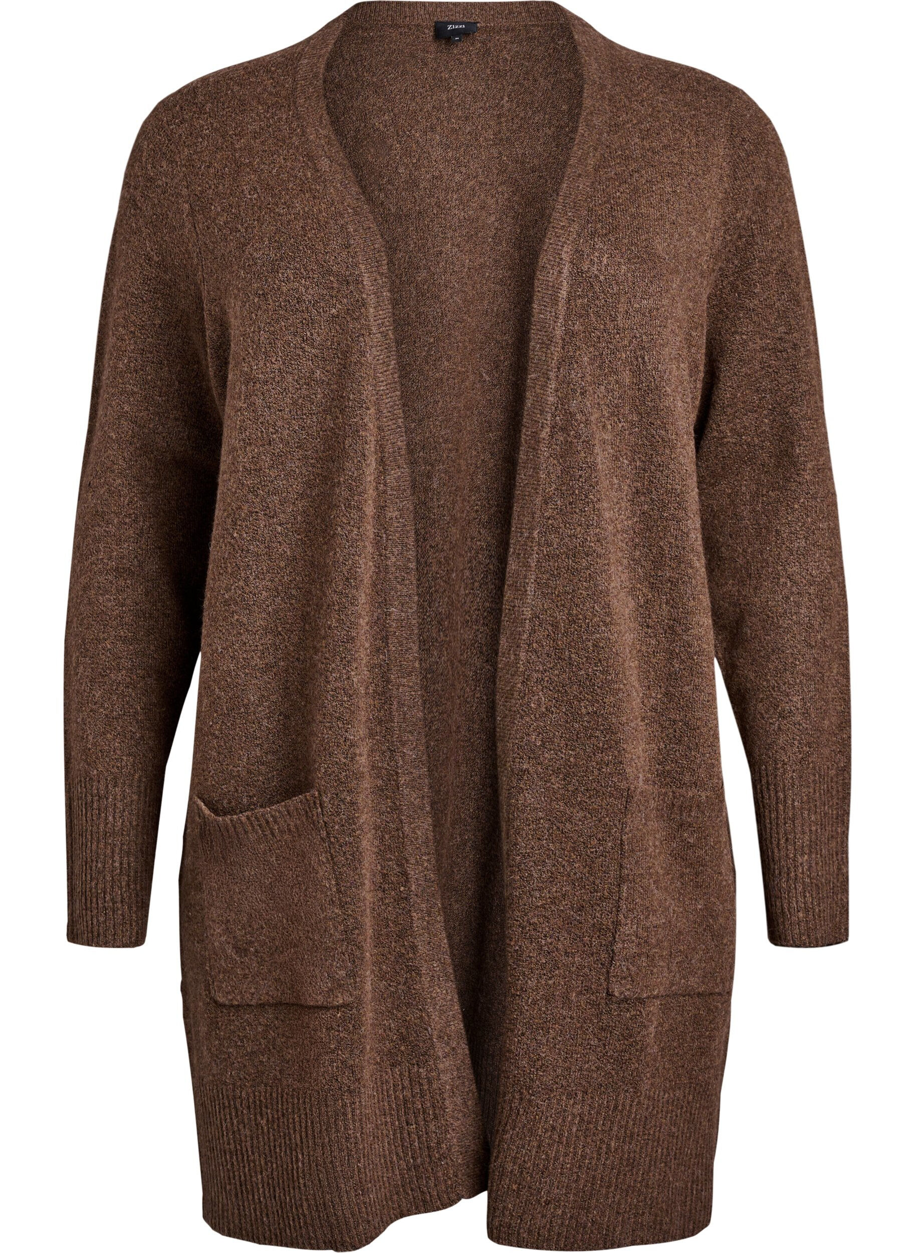 Strickjacke mit Rippenstrick und Taschen