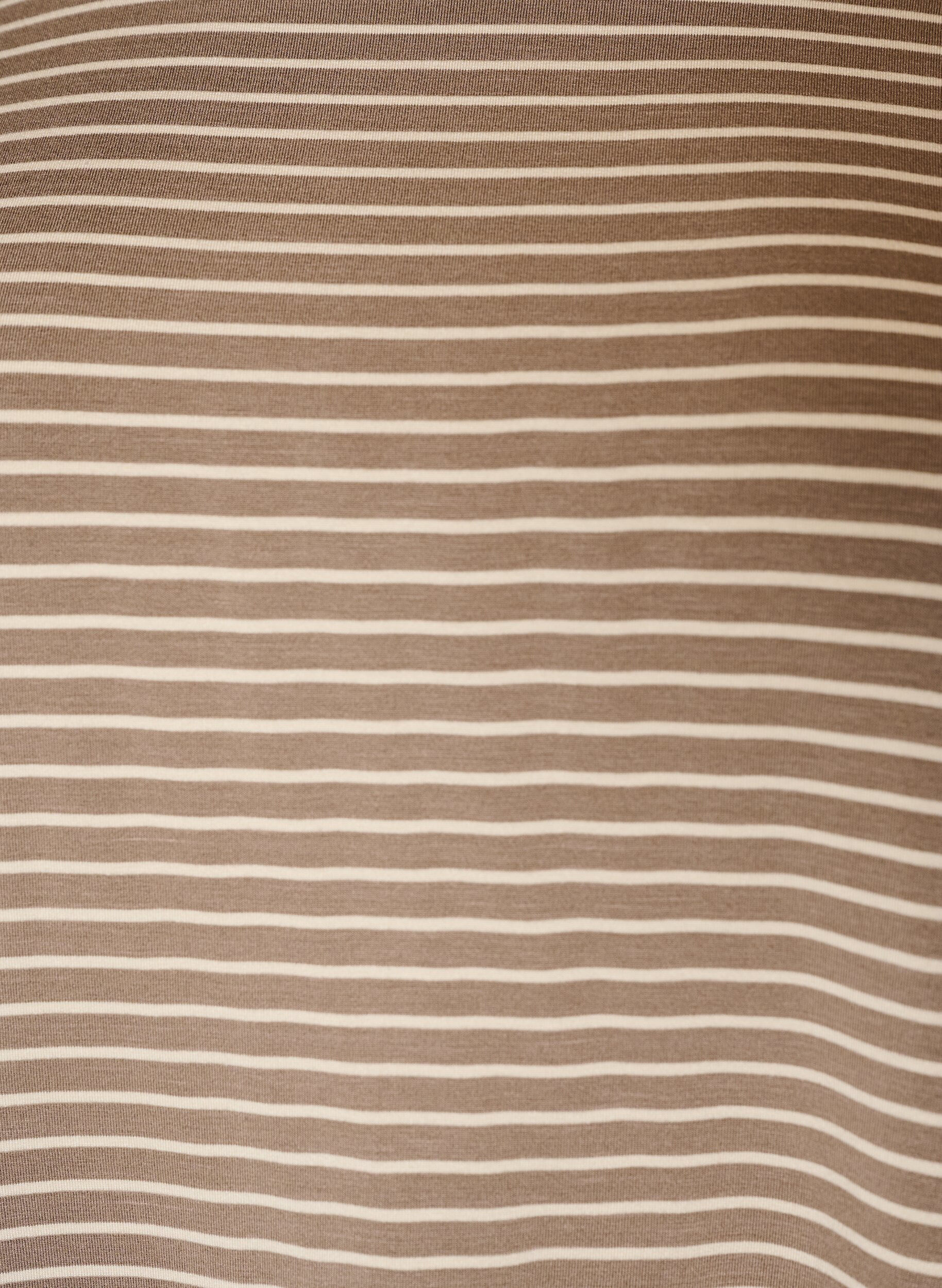ZizziGestreiftes T-Shirt aus Viskose mit Rundhalsausschnitt, Beige, Packshot image number 2