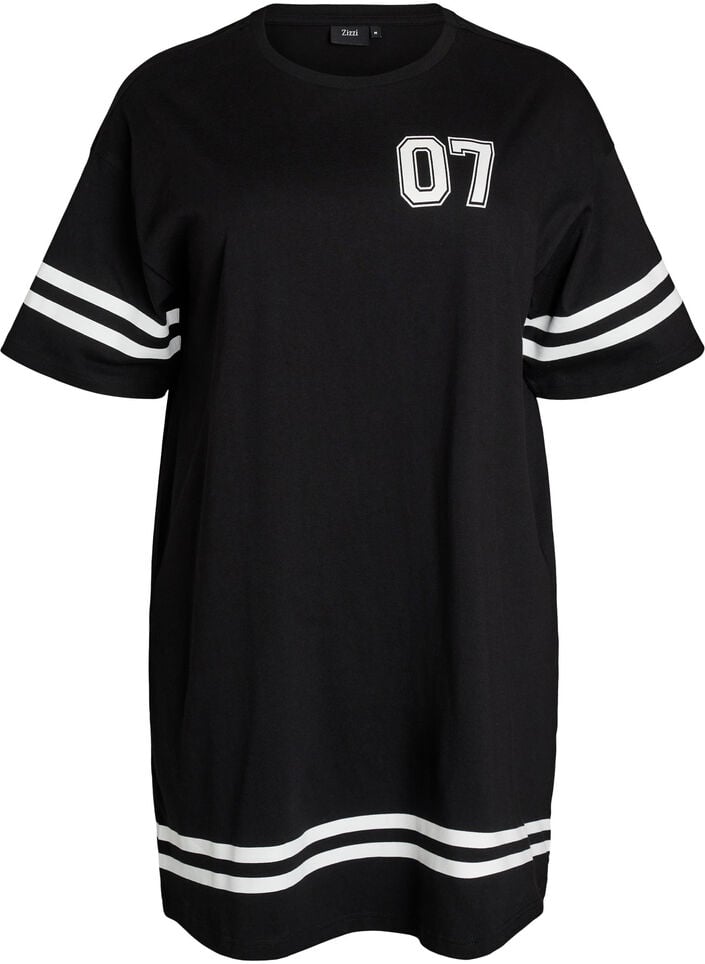 Sportliches T-Shirtkleid aus Baumwolle, Schwarz, Packshot image number 0