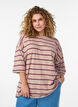 Oversize-T-Shirt mit Streifen und 1/2-&Auml;rmeln, Beige, Model image number 0