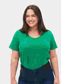 Einfarbiges basic T-Shirt aus Baumwolle, Jolly Green, Model