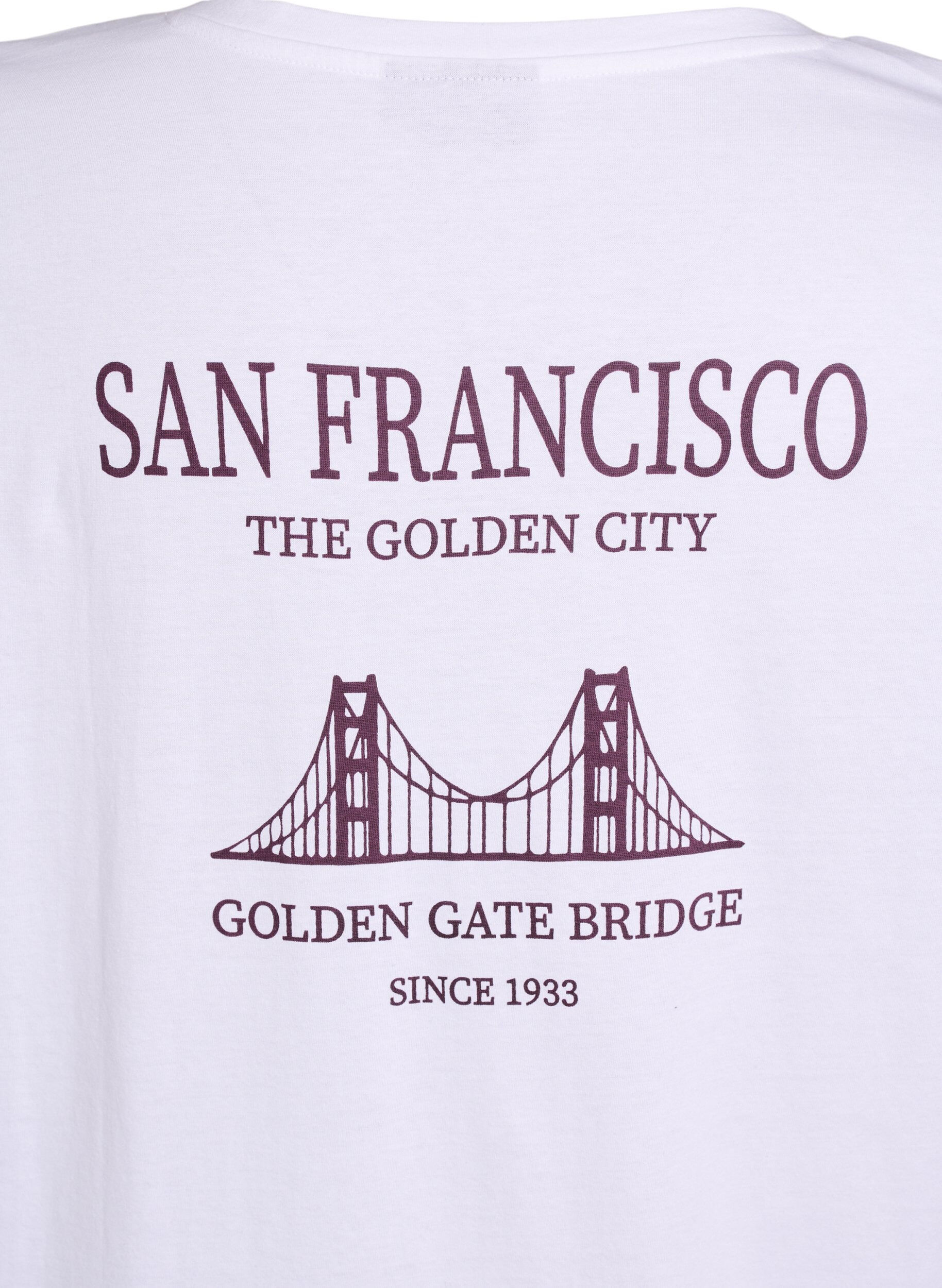 Zizzi Langes Nachthemd aus Bio-Baumwolle mit Print, Wei&szlig;, Packshot image number 3