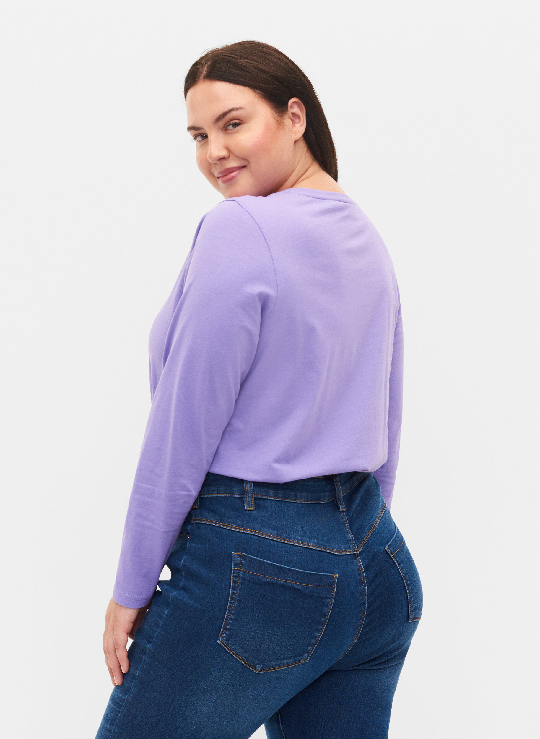 Zizzi 2er-Pack Basic-Bluse aus Baumwolle, Paisley Purple/Black, Model image number 1