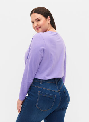 2er-Pack Basic-Bluse aus Baumwolle, Paisley Purple/Black, Model image number 1