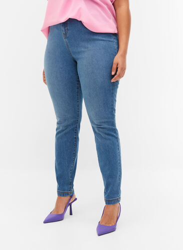 Hochtaillierte Bea-Jeans mit Super Slim Fit, Light blue, Model image number 2